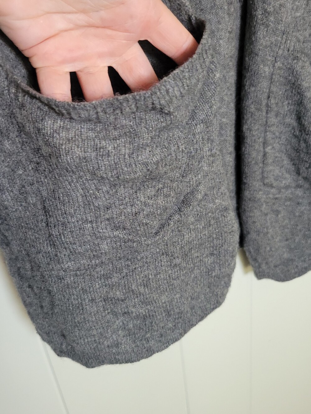 SALE Magaschoni Gray 100% Cashmere Cardigan Sweater Open Front Longline SM - Picture 5 of 9